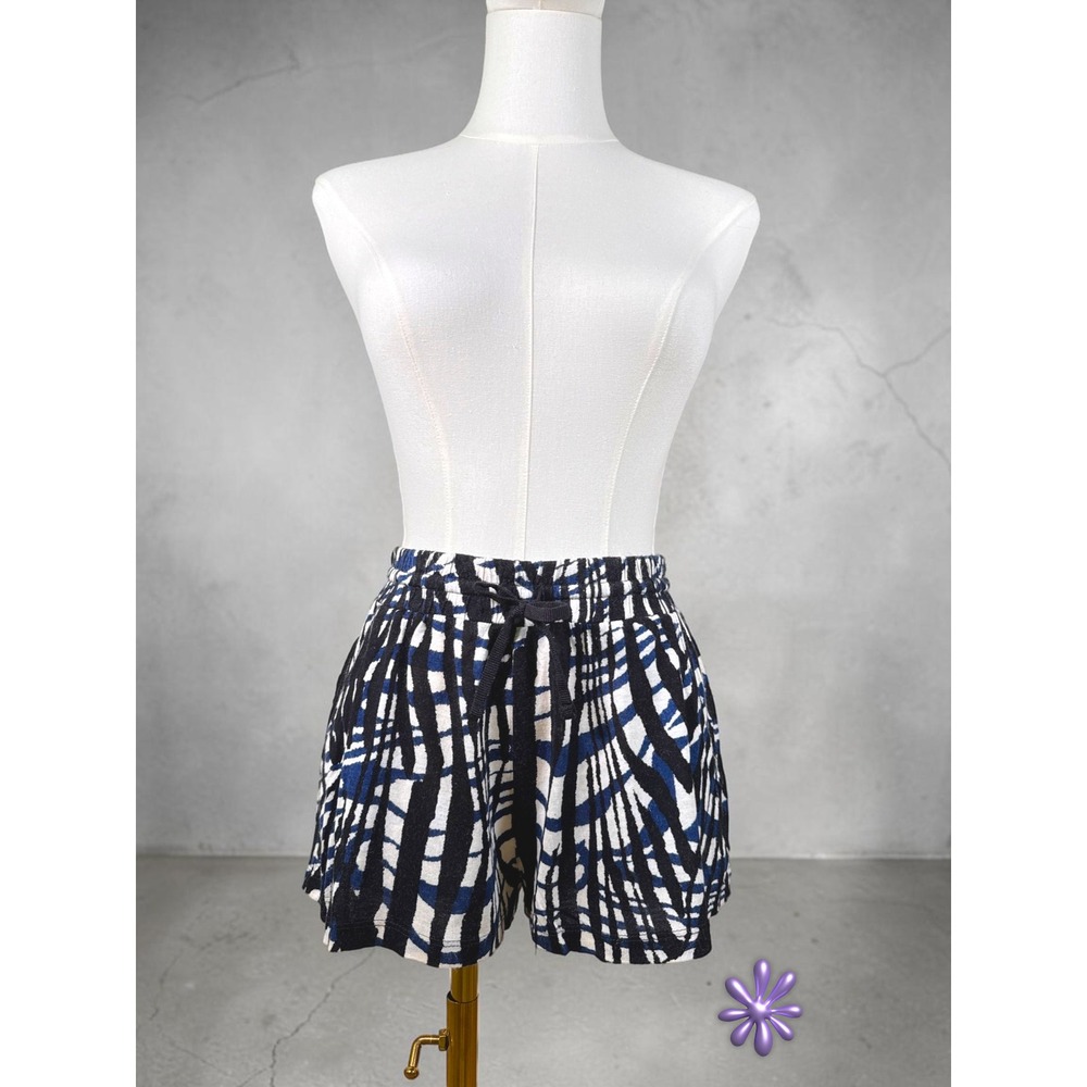 H&M Basic Womens XS Blue Zebra Print Pull On Shorts Drawstring Pockets Viscose